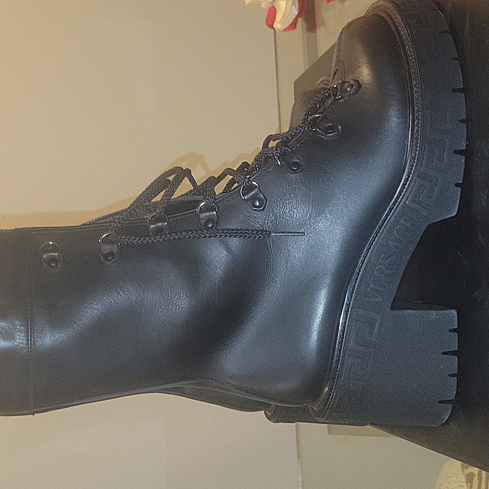 VERSACE Greca Platform Combat Boots